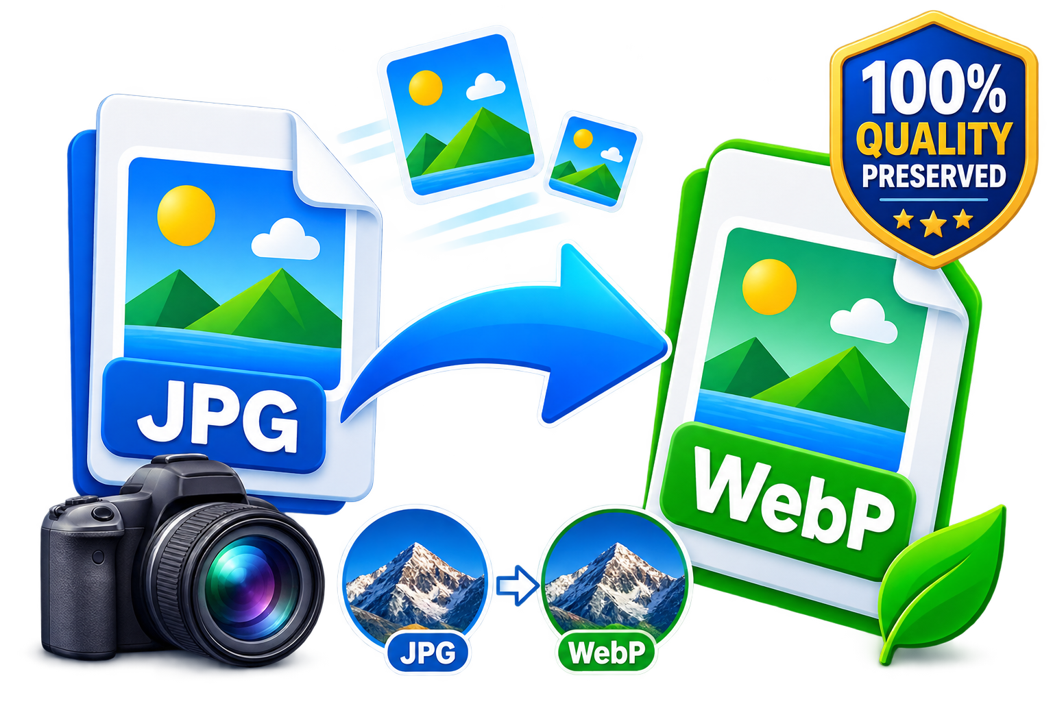 JPG and WebP image quality comparison showing a smaller WebP file