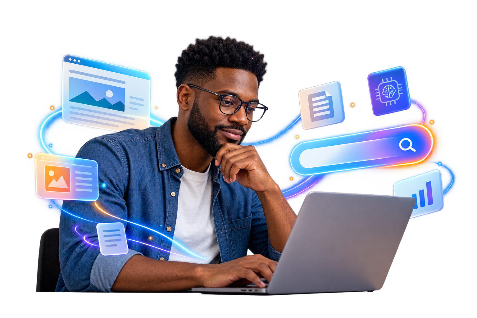 Colourful illustration of useful content connected together