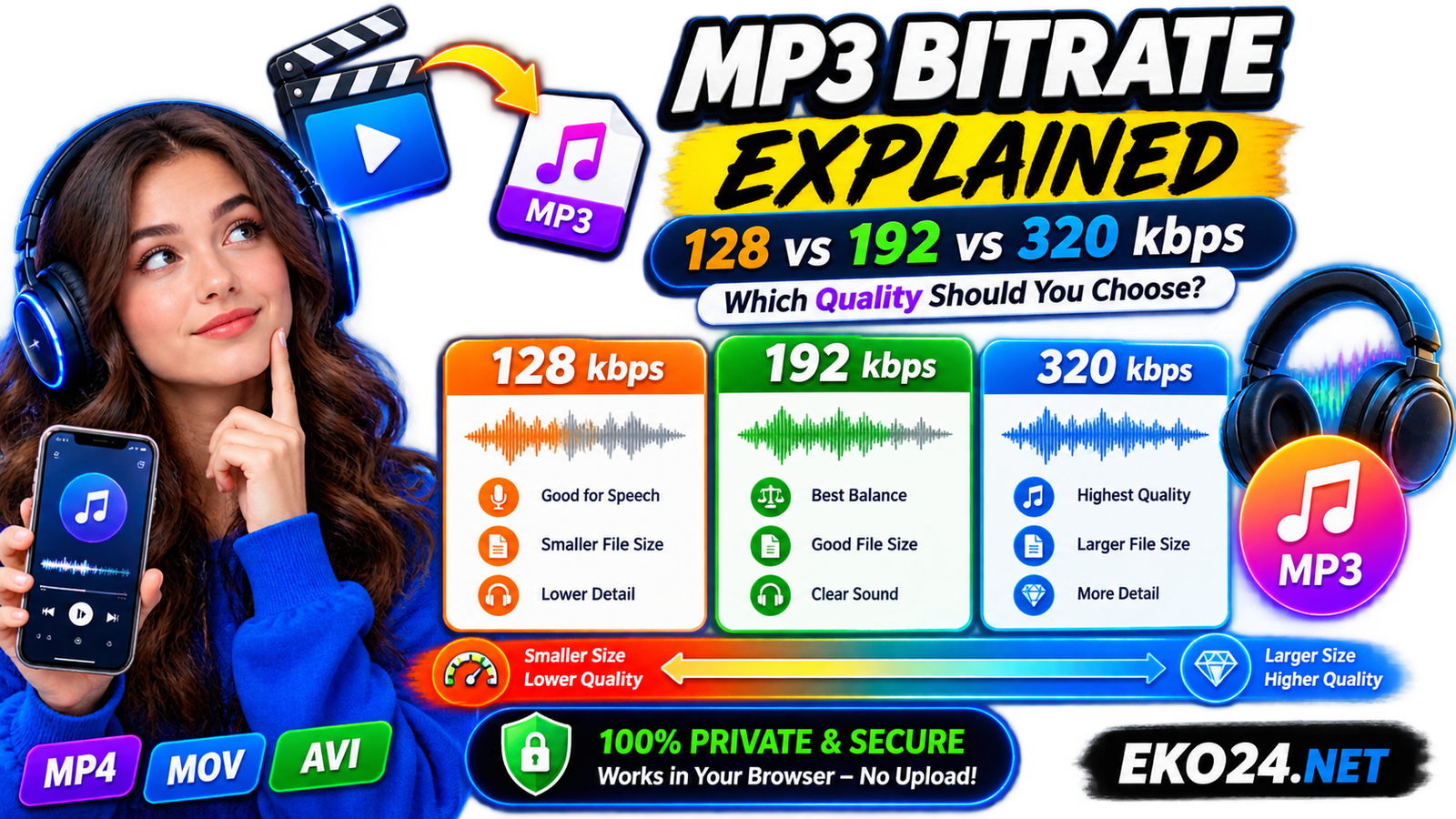 MP3 Bitrate Explained: 128 vs 192 vs 320 kbps